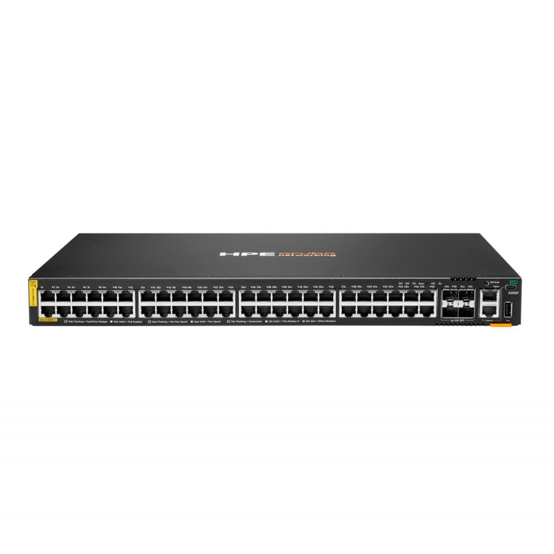HPE Aruba Networking CX 6200F 48G Class4 PoE 4SFP+ 370W Gestionado L3 Gigabit Ethernet (10 100 1000) JL727B