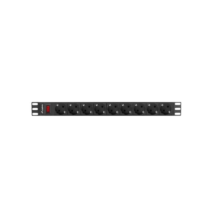 REGLETA LANBERG 1U 16A 9X SCHUKO RACK 19" 3M NEGRO PDU-09F-0300-BK