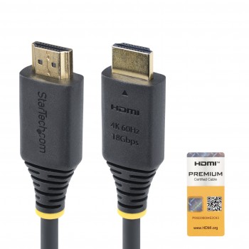 StarTech.com Cable HDMI Premium Certificado de Alta Velocidad de 3m - 4K 60Hz - 144Hz - UHD - HDR10  HDMI2-CABLE-4K60-3M