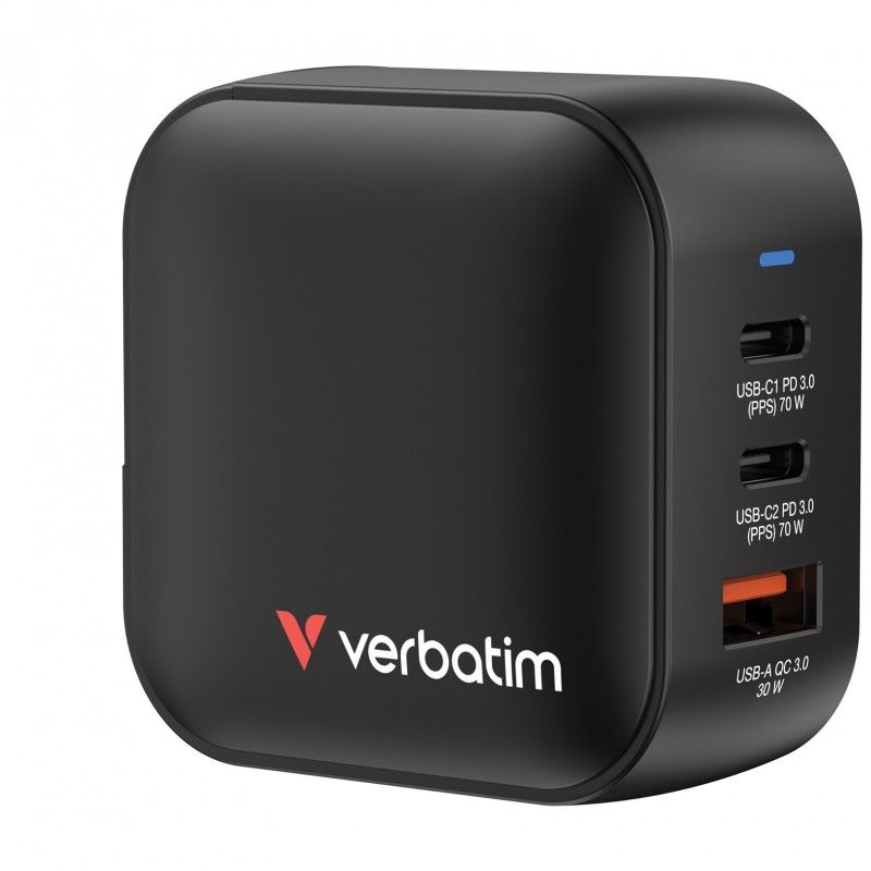 Verbatim Mini GaN Charger 70W Universal Negro Corriente alterna Carga rápida Interior 32229