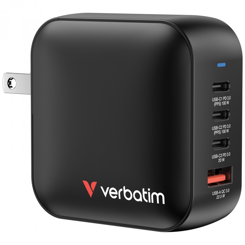 Verbatim Mini GaN Charger 100W Universal Negro Corriente alterna Carga rápida Interior 32231