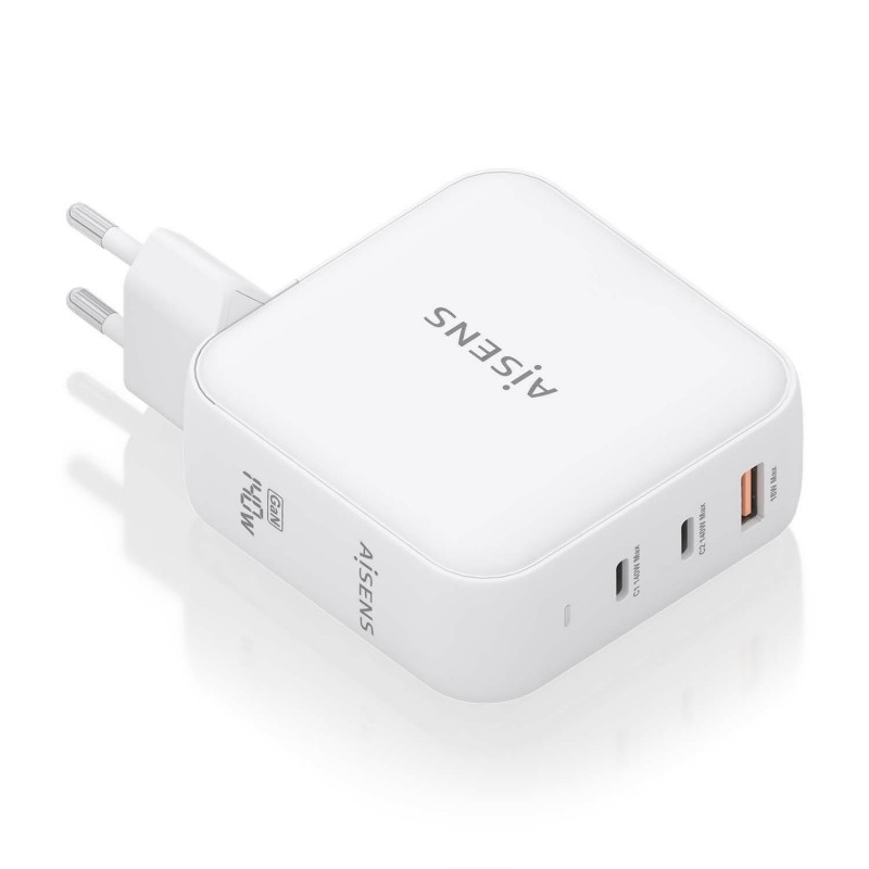 AISENS Cargador GaN 140W, 2xUSB-C PD3.1 QC4.0, 1xUSB-A QC3.0, Blanco ASCH-140W3P030-W