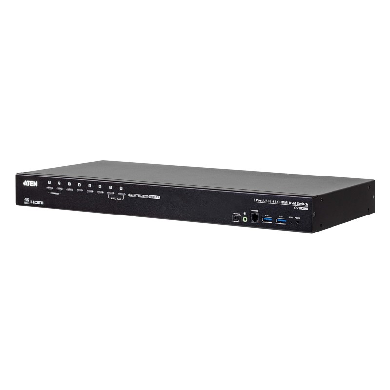 ATEN Switch KVM HDMI 4K USB 3.0 de 8 puertos, 4096 x 2160 Pixeles, 4K Ultra HD, 9,77 W, Negro CS18208-AT-G