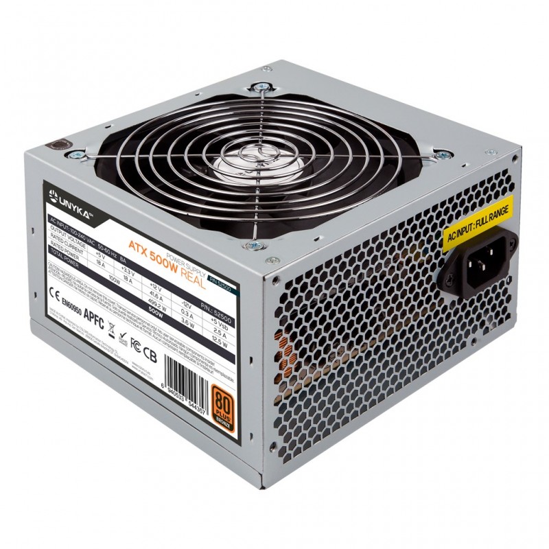 UNYKAch Fuente de Alimentación ATX 500W 80+ Bronce 80 PLUS Bronze 500W UK52500