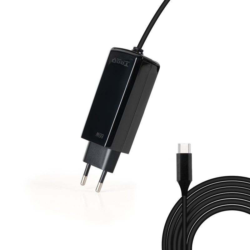 TooQ Cargador de portátil GAN USB-C PD 45W, Negro TQLC-USBCGAN65PD-C
