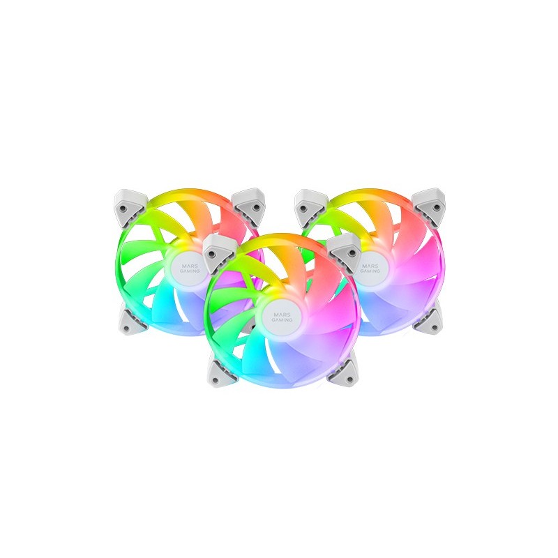 Pack 3 Ventiladores Invertidos Mars Gaming MF-3AR - 12cm - ARGB - Blanco MF3ARW