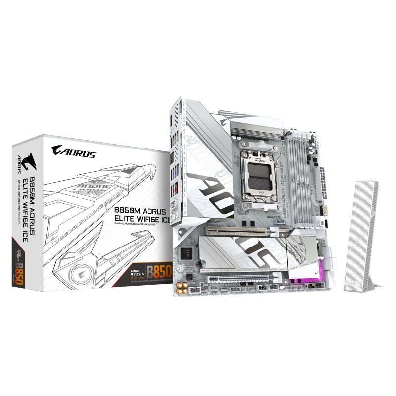 GIGABYTE B850M AORUS ELITE WIFI6E ICE - Socket AM5 - micro ATX - AMD B850 9MB85MEI6-00-G10