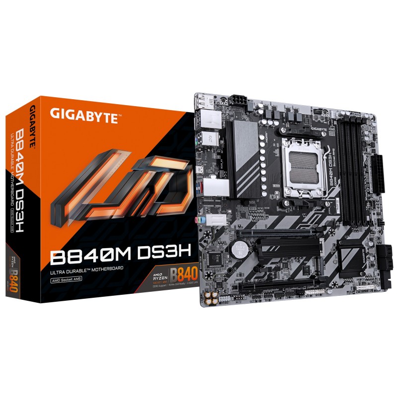 GIGABYTE B840M DS3H - Socket AM5 - micro ATX - AMD B840 9MB84MS3H-00-G10