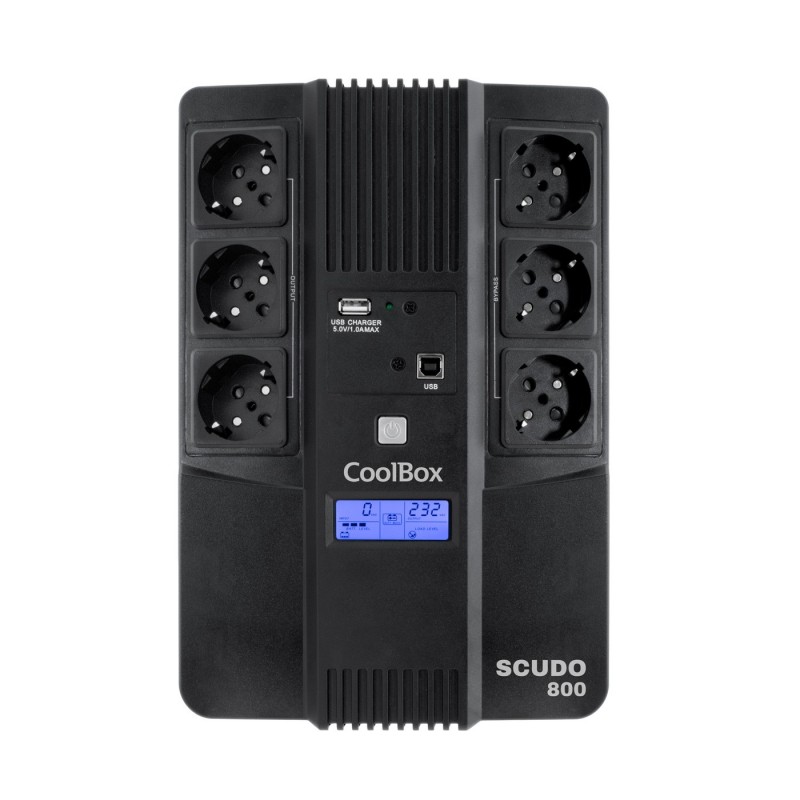CoolBox Scudo 3 LCD 800VA (UPS) Línea interactiva 0,8 kVA 480 W 6 salidas AC COO-SAISCU3-800