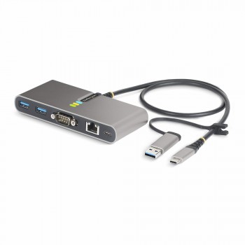 StarTech.com Hub Ladrón USB-C de 2 Puertos USB-A de 5Gbps con Red RJ45 Ethernet Gigabit y Puerto Ser 5G2A1SGBB-USB-C-HUB