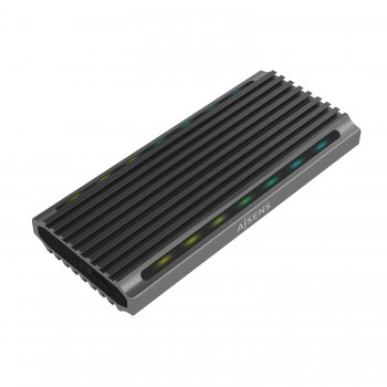 (Desprecintado) AISENS Caja Externa M.2 RGB Gaming ASM2-RGB011GR SATA NVMe A USB3.1 Gen2, Gris