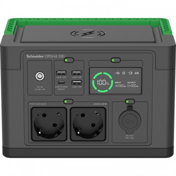 Central Electrica Portatil schneider OffGrid 330. Portable Power Station 330, 332Wh Lithium-ion, 2 S PPS330-GR