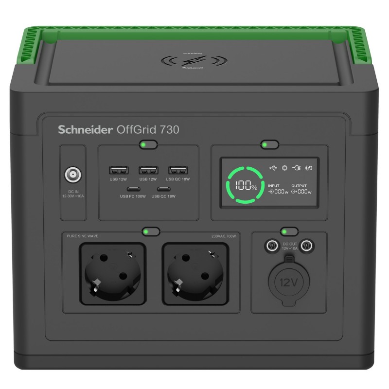 Central Electrica Portatil schneider OffGrid 730. Portable Power Station 730, 738Wh Lithium-ion, 2 S PPS730-GR