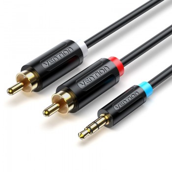 Vention Cable Estéreo BCLBH  Jack 3.5 Macho - 2x RCA Macho  2m  Negro