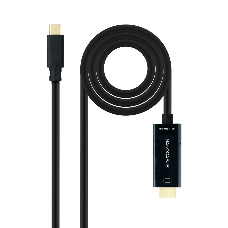 Nanocable Cable Conversor USB-C a HDMI, USB-C M – HDMI M, Negro, 5 m 10.15.5105
