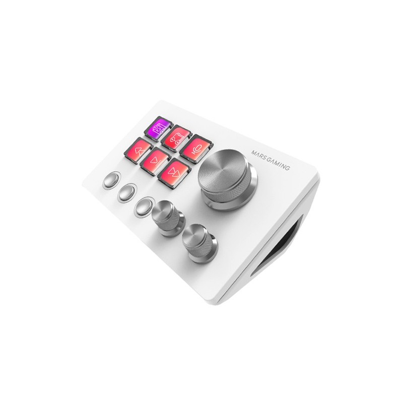Mars Gaming MSD-TWO, Control Deck Compacto, 6 Teclas LCD Personalizables + 3 Botones, 3 Ruedas Multi MSDTWOW