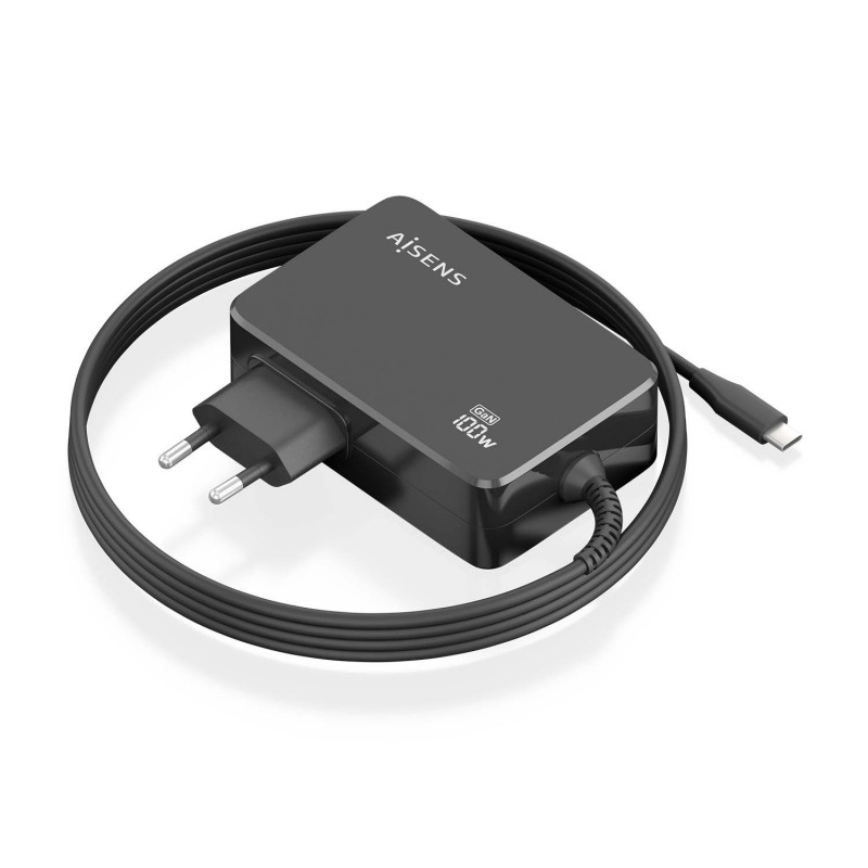AISENS Cargador GaN 100W PD3.0 1xUSB-C 1.8m, Negro ASCH-1PD100WL50-BK