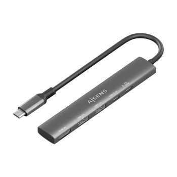 AISENS USB-C Dock 5 en 1, USB-C A, 1x HDMI 2x USB-A, 1x USB-C, 1x USB-C PD, Gris, 15cm ASUC-5P022-GR