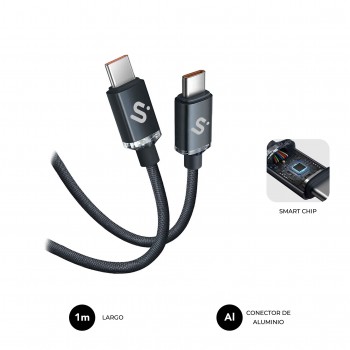 SUBBLIM CABLE OPTIMUS 60W C-C 1m BLACK SUBCAB-C06001