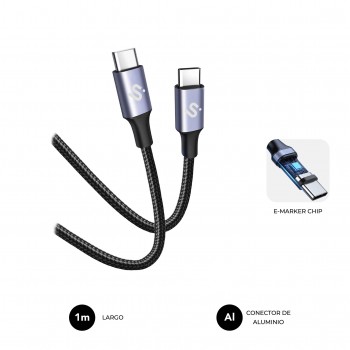 SUBBLIM CABLE PLUS 100W C-C 1m BLACK SUBCAB-C10001