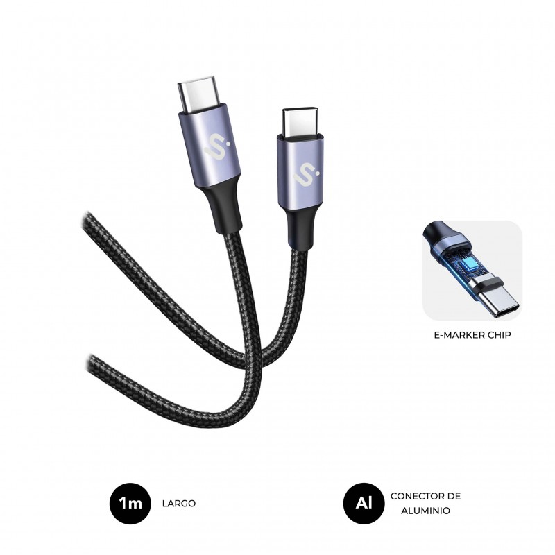 SUBBLIM CABLE PLUS 100W C-C 1m BLACK SUBCAB-C10001