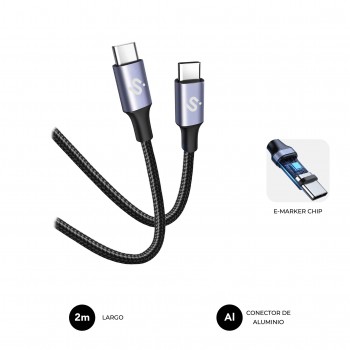 SUBBLIM CABLE PLUS 100W C-C 2m BLACK SUBCAB-C10002