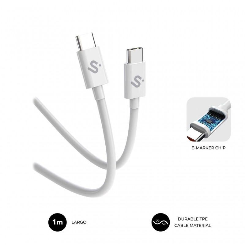 SUBBLIM CABLE PLUS 100W C-C 1m WHITE SUBCAB-C10010