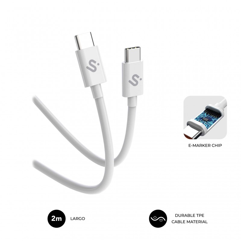 SUBBLIM CABLE PLUS 100W C-C 2m WHITE SUBCAB-C10011