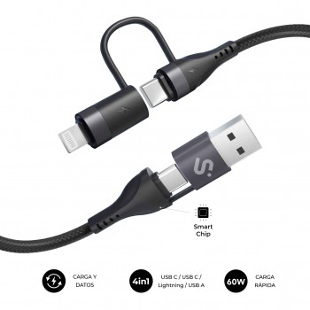 SUBBLIM CABLE TOP 4IN1 60W C-C-L-A 1m SUBCAB-4IN101