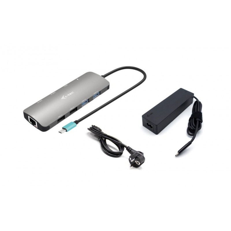 i-tec Metal USB-C Nano 2x Display Docking Station with PD 100 W + Charger 100W C31NANOHDM2D100