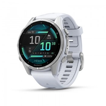 Garmin Fenix 8 43MM Fibre Reinforced Plastic (FRP), Metal Plata con correa color Blanco 010-02903-00