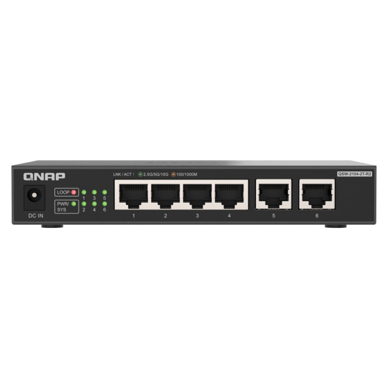 QNAP QSW-2104-2T-R2 switch No administrado 10G Ethernet (100 1000 10000) Escritorio Negro