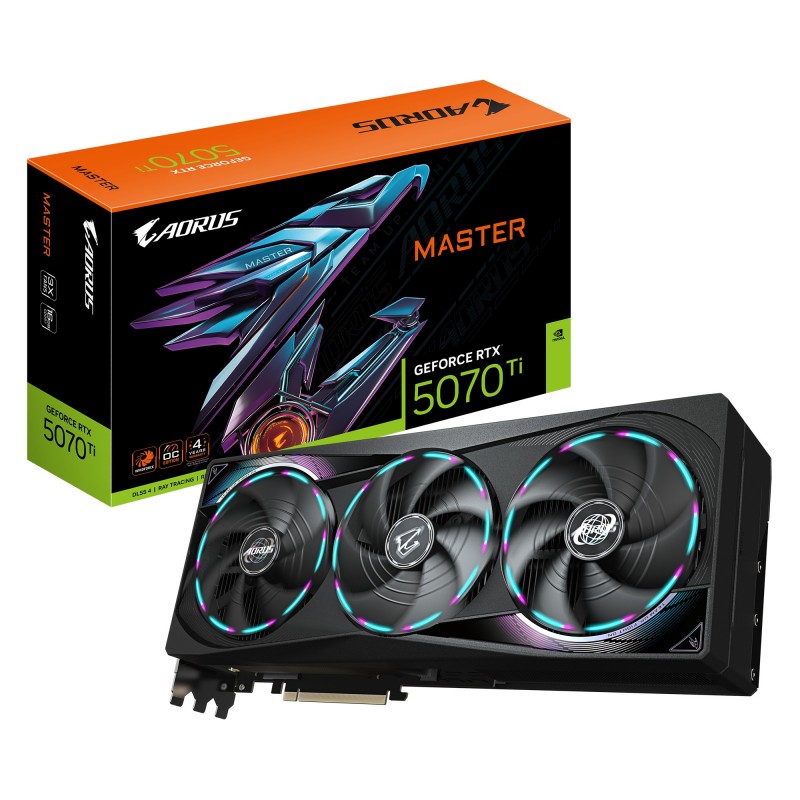 GIGABYTE AORUS GeForce RTX 5070 Ti MASTER 16G Tarjeta Gráfica - 16GB GDDR7, 256 bits, PCI-E 5.0, 267 9VN507TAM-00-G10