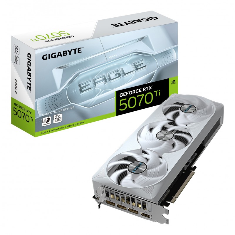 GIGABYTE GeForce RTX 5070 Ti EAGLE OC ICE SFF 16G Tarjeta Gráfica - 16GB GDDR7, 256 bits, PCI-E 5.0, 9VN507TEOI-00-G10