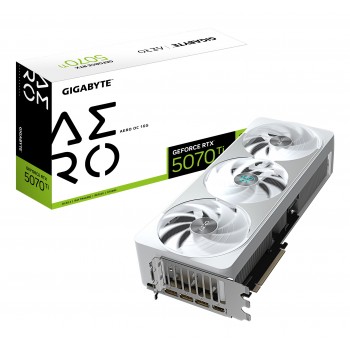 GIGABYTE GeForce RTX 5070 Ti AERO OC 16G Tarjeta Gráfica - 16GB GDDR7, 256 bits, PCI-E 5.0, 2588 MHz 9VN507TAO-00-G10