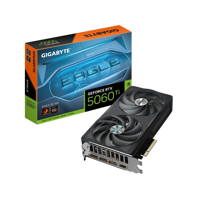 GIGABYTE GeForce RTX 5060 Ti EAGLE OC 16G Tarjeta Gráfica – 16 GB GDDR7, 128 bits, PCI-E 5.0, 2617 M 9VN506TEO-00-G10