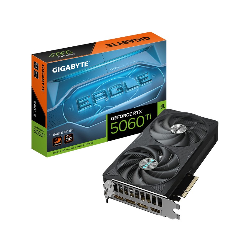 GIGABYTE GeForce RTX 5060 Ti EAGLE OC 8G Tarjeta Gráfica – 8 GB GDDR7, 128 bits, PCI-E 5.0, 2617 MHz 9VN506TEO8-00-G10