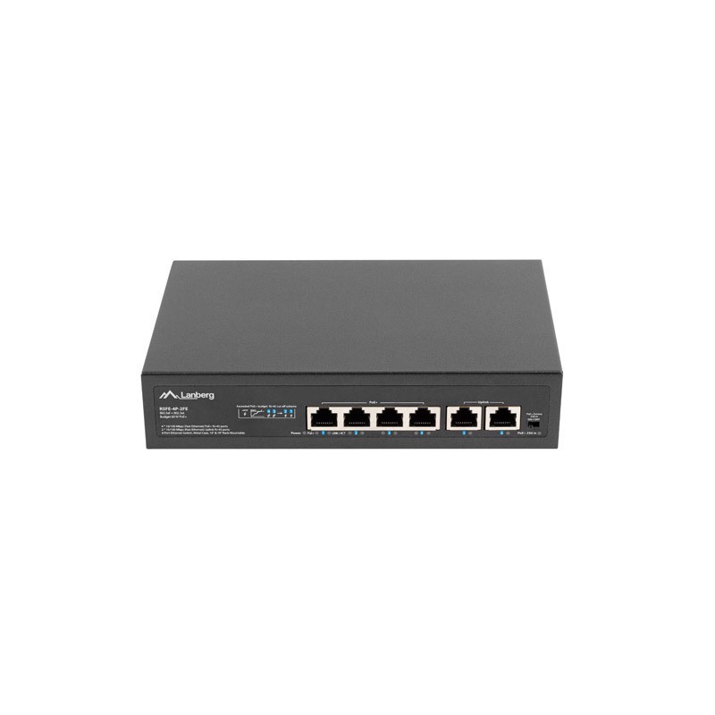 Lanberg RSFE-4P-2FE-60 switch No administrado Fast Ethernet (10 100) Energía sobre Ethernet (PoE) 1U
