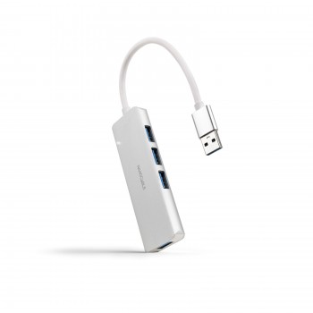Nanocable Hub USB-A 3.0. a 4xUSB3.0, USB-A M-USB 3.0 H, Aluminio, Color Plata, 18 cm 10.16.4602