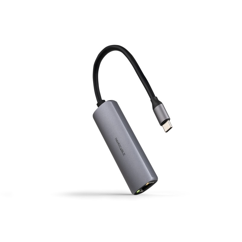 Nanocable Adaptador USB-C 3.1 a RJ45, con PD 100W, USB-C M, Aluminio, Color Gris, 18 cm 10.16.4603