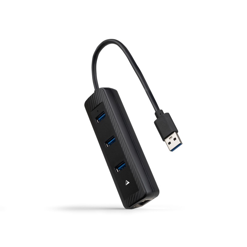 Nanocable Hub USB-A 3.0 a 3xUSB-A 3.0 + RJ45, USB-A M- USB-A M-RJ45 H, Negro, 15 cm 10.16.4604