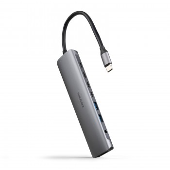 Nanocable Hub USB-C 8 en 1, Conversor USB-C 3.1 a 2xUSB-A 3.0 + 3xUSB-C 3.0 + USB-C PD + HDMI 4K@60H 10.16.4608