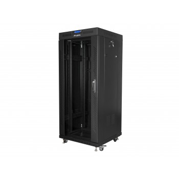 Lanberg free standing rack 19inch cabinet 27U 600x600 glass door LCD flat pack black Rack o bastidor FF01-6627-12BL