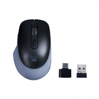 Ewent Ratón óptico inalámbrico con conectividad multidispositivo, clics silenciosos y adaptador tipo EW3243
