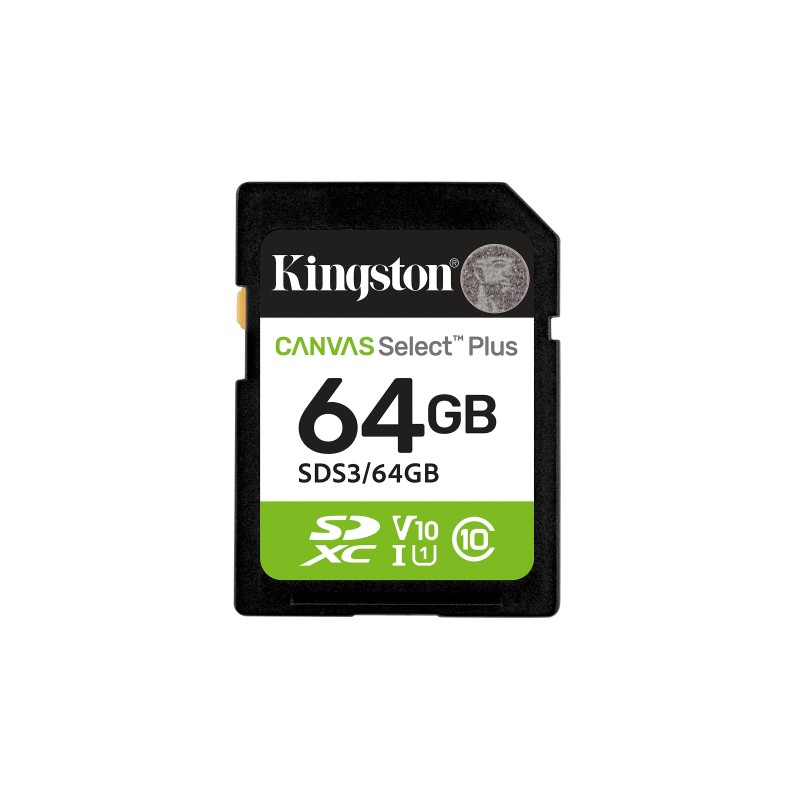 Kingston Technology 64 GB SDXC Canvas Select Plus Gen3 100 MB s C10 UHS-I U1 V10 SDS3 64GB