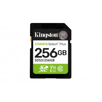 Kingston Technology 256 GB SDXC Canvas Select Plus Gen3 150 MB s C10 UHS-I U1 V10 SDS3 256GB