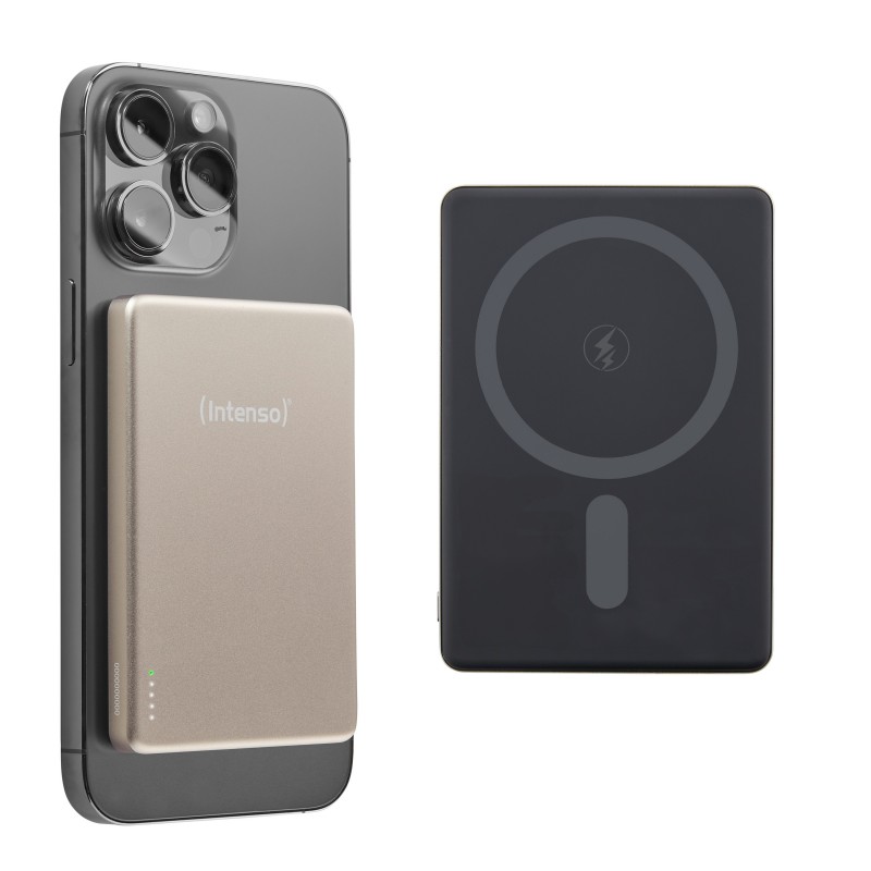 Intenso MW5000 Batería Externa Magnética 5000 mAh – Compatible con MagSafe, Carga Inalámbrica 15W, U 7344021