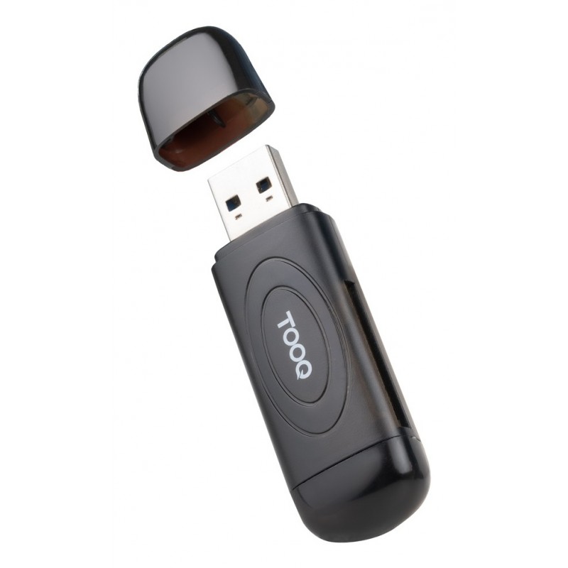 TooQ Lector de Tarjetas USB 3.0, 2 en 1, SD TF, Negro TQR-3002B
