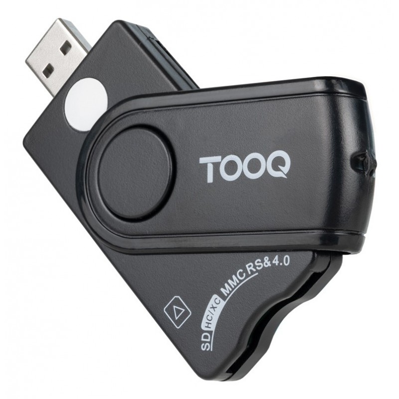 TooQ Lector Tarjetas Inteligentes, DNI Electrónico, SIM, SD, SF, USB-A, Negro TQR-3012B