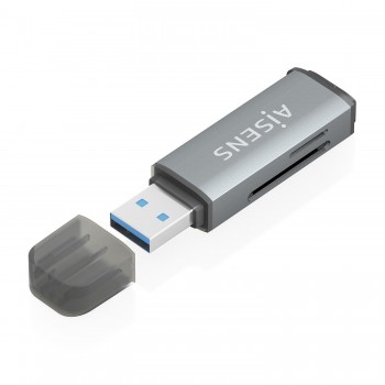AISENS Lector De Tarjetas SD, Micro SD, MMC, Rs-MMC, MMC Micro, USB-A, Gris ASCR-2A09-GR
